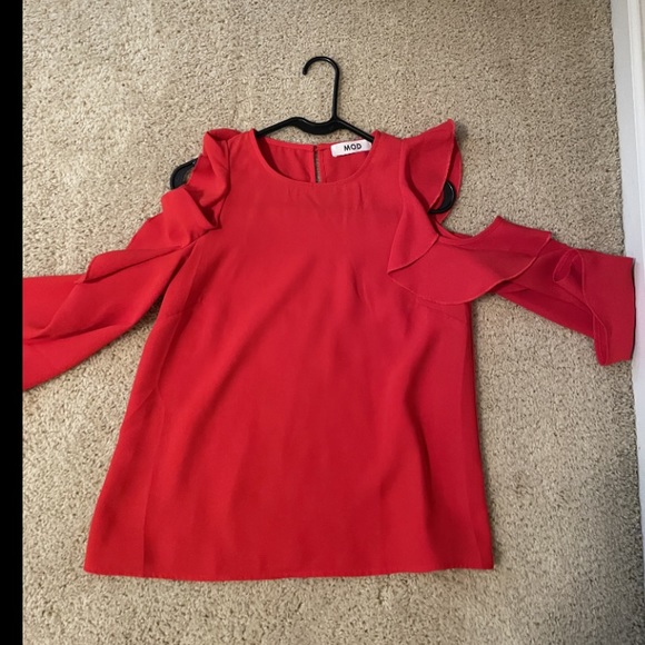 Mod On Trend Shoulder less red blouse / top size XS - Picture 5 of 8